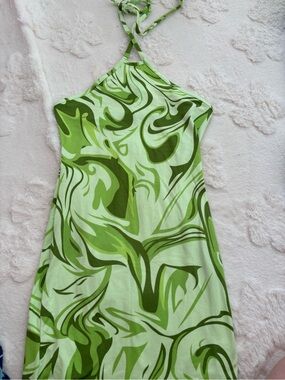Green Swirl Halter Dress